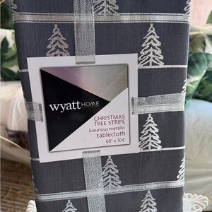 NIP! Silver & Gray Metallic Christmas Tree Tablecloth